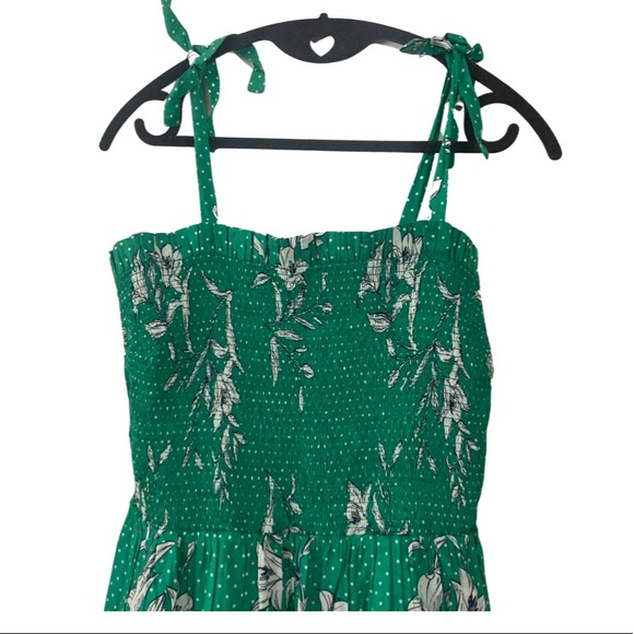 NWT Draper James Green Smocked Floral Midi Lucy Dress Sz Small - Picture 3 of 10